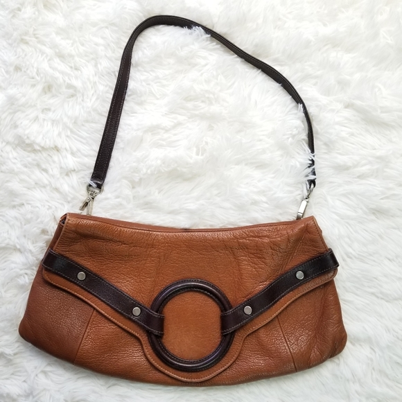 Christopher Kon Leather Clutch Handbag w/ Strap - Picture 4 of 8